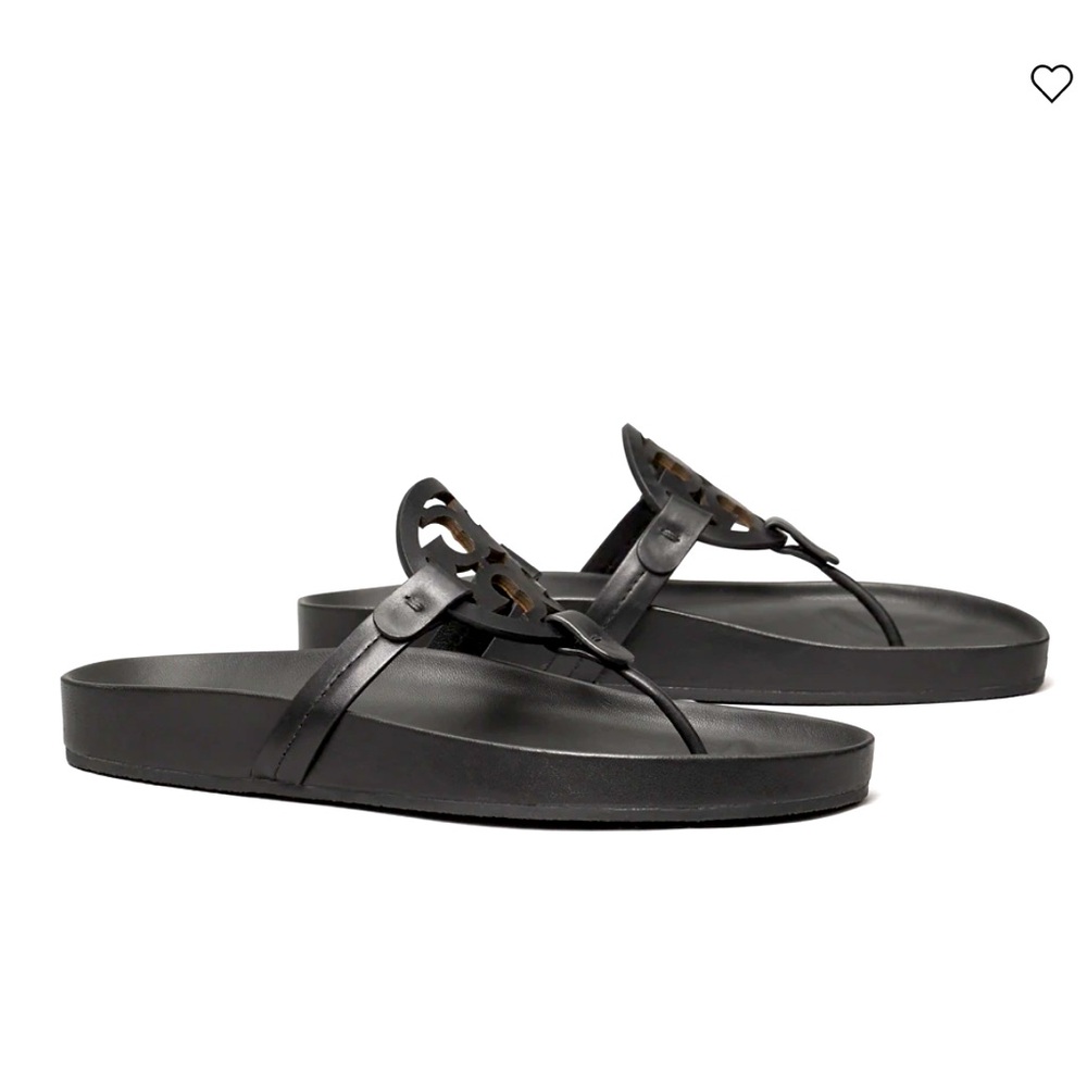 NWT Tory Burch Women’s Miller Cloud Calf Leather Sandals in Perfect Black